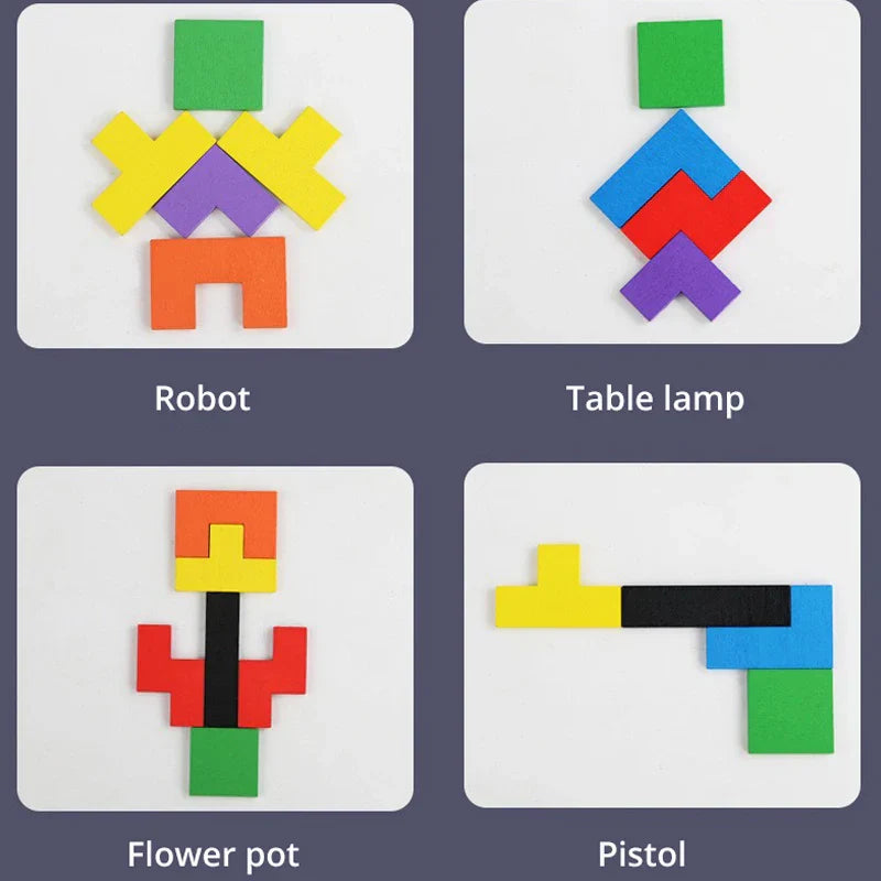 Tabuleiro Educativo 3 em 1 - Tangram, Tetris e Jogo da Velha